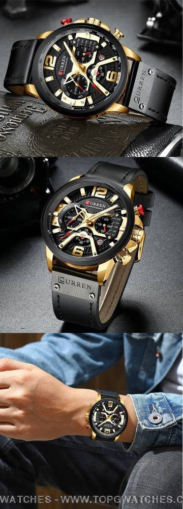 Casual Sport Business Military Leather Fashion Curren Wristwatch - Top G Watches