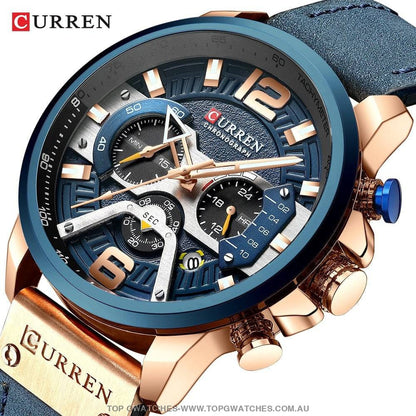 Casual Sport Business Military Leather Fashion Curren Wristwatch - Top G Watches