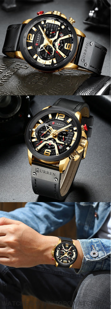 New Casual Sport Business Men's Luxury Military Leather Fashion Wristwatch - Top G Watches