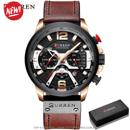 Casual Sport Business Military Leather Fashion Curren Wristwatch - Top G Watches