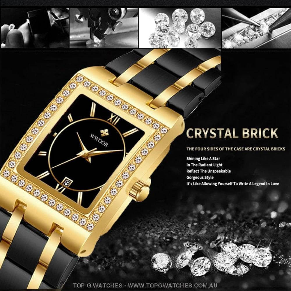 Classy Wwoor Fashion Square Ladies Diamond Jewel Luxury Quartz Dress Watch - Top G Watches