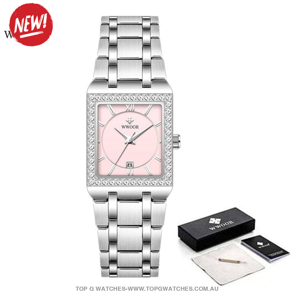 Classy Wwoor Fashion Square Ladies Diamond Jewel Luxury Quartz Dress Watch - Top G Watches