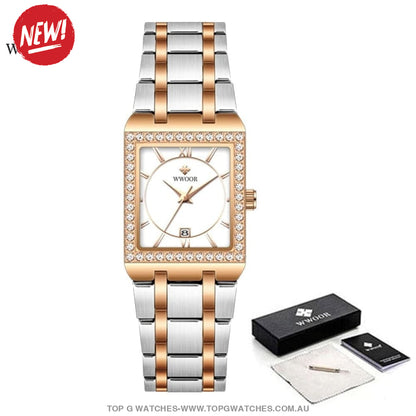 Classy Wwoor Fashion Square Ladies Diamond Jewel Luxury Quartz Dress Watch - Top G Watches