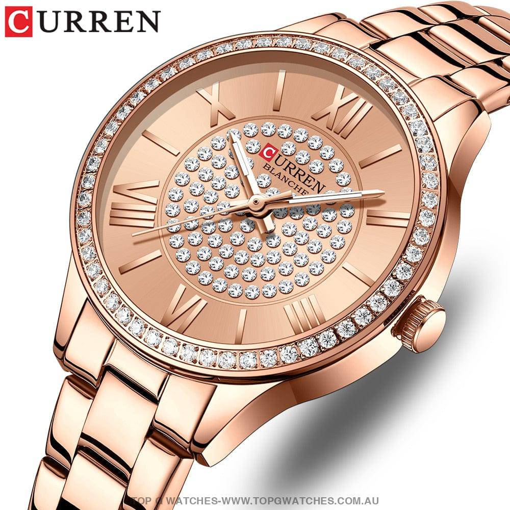 Jewel Rose Curren Gold Dial Fashion Quartz Ladies' Dress Wristwatch - Top G Watches