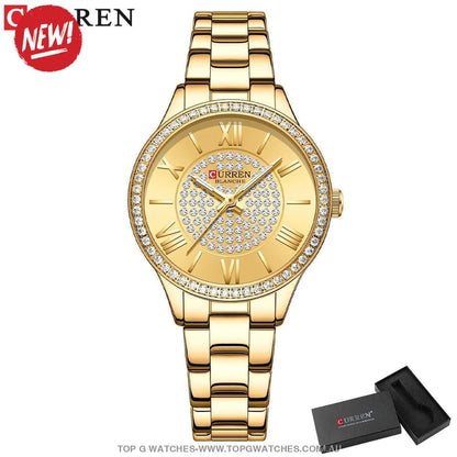 Jewel Rose Curren Gold Dial Fashion Quartz Ladies' Dress Wristwatch - Top G Watches