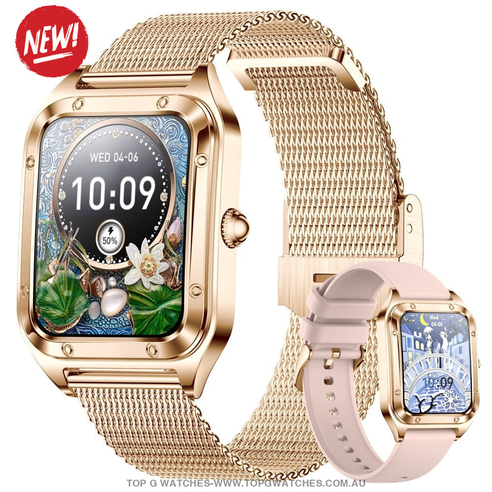 Elegant Diamond Gold Lige Smart Sport Fitness Bluetooth Fashion Pro V1 Smartwatch - Top G Watches