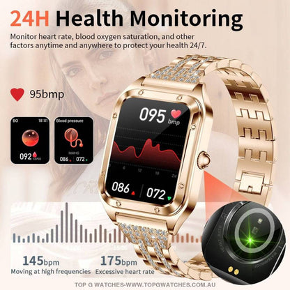 Elegant Diamond Gold Lige Smart Sport Fitness Bluetooth Fashion Pro V1 Smartwatch - Top G Watches