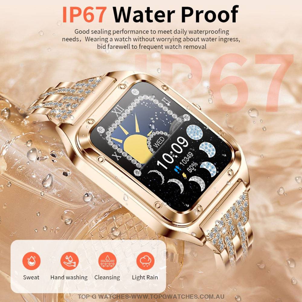 Elegant Diamond Gold Lige Smart Sport Fitness Bluetooth Fashion Pro V1 Smartwatch - Top G Watches