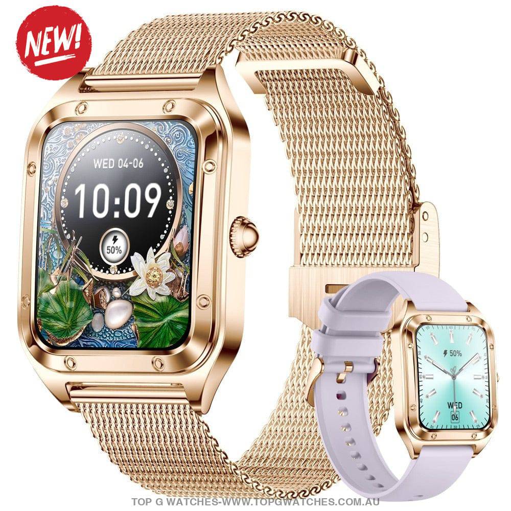 Elegant Diamond Gold Lige Smart Sport Fitness Bluetooth Fashion Pro V1 Smartwatch - Top G Watches