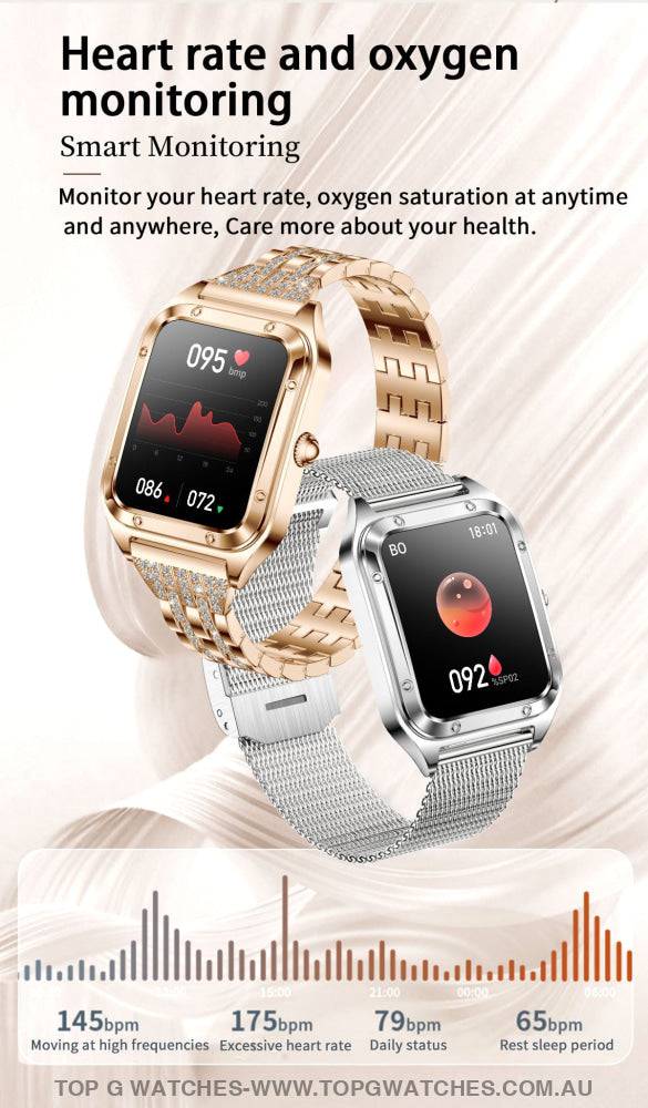 Elegant Diamond Gold Lige Smart Sport Fitness Bluetooth Fashion Pro V1 Smartwatch - Top G Watches