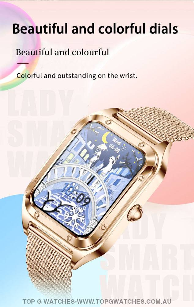 Elegant Diamond Gold Lige Smart Sport Fitness Bluetooth Fashion Pro V1 Smartwatch - Top G Watches