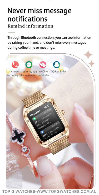 Elegant Diamond Gold Lige Smart Sport Fitness Bluetooth Fashion Pro V1 Smartwatch - Top G Watches