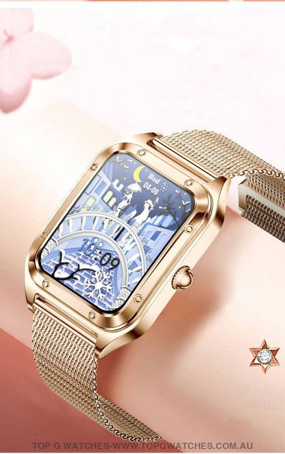 Elegant Diamond Gold Lige Smart Sport Fitness Bluetooth Fashion Pro V1 Smartwatch - Top G Watches