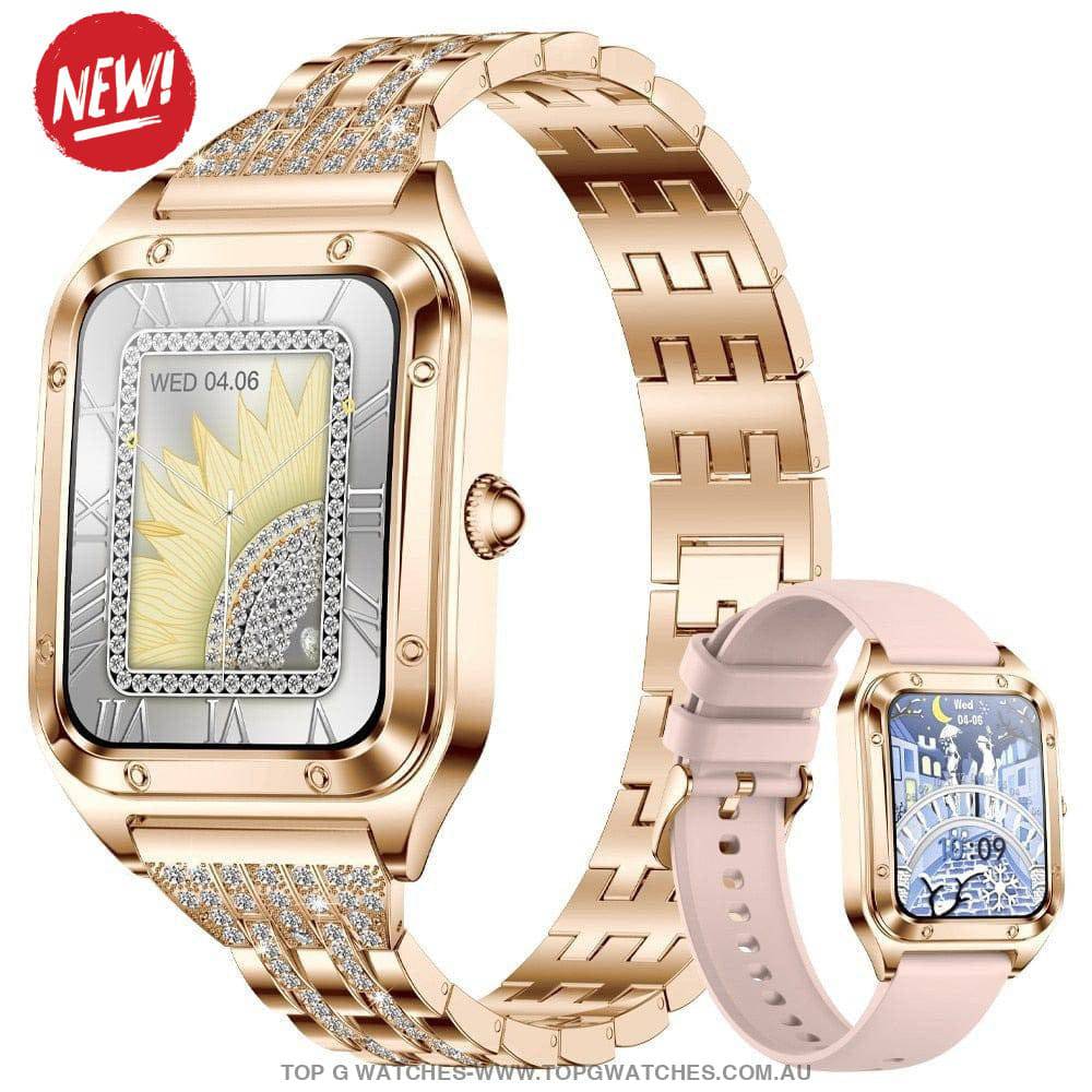 Elegant Diamond Gold Lige Smart Sport Fitness Bluetooth Fashion Pro V1 Smartwatch - Top G Watches