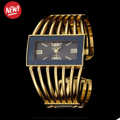 Luxury Rose Gold Bangle Bracelet Fashion Dress Quartz Ladie's Wrist Watch - Top G Watches