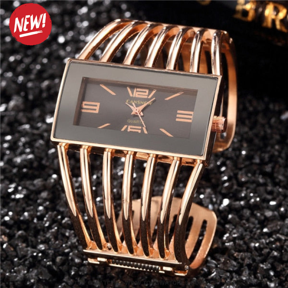 Luxury Rose Gold Bangle Bracelet Fashion Dress Quartz Ladie's Wrist Watch - Top G Watches