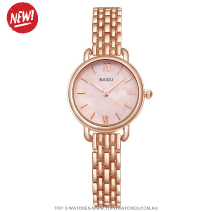 Elegant Naidu Brand Rose Gold Silver Ladie's Bracelet Quartz Watch - Top G Watches