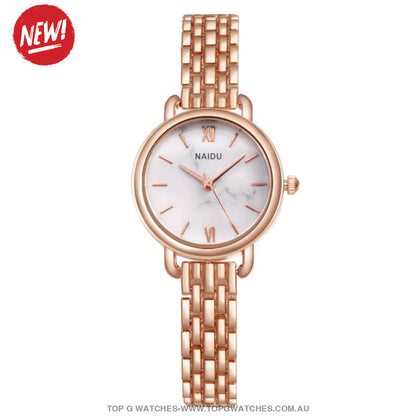 Elegant Naidu Brand Rose Gold Silver Ladie's Bracelet Quartz Watch - Top G Watches