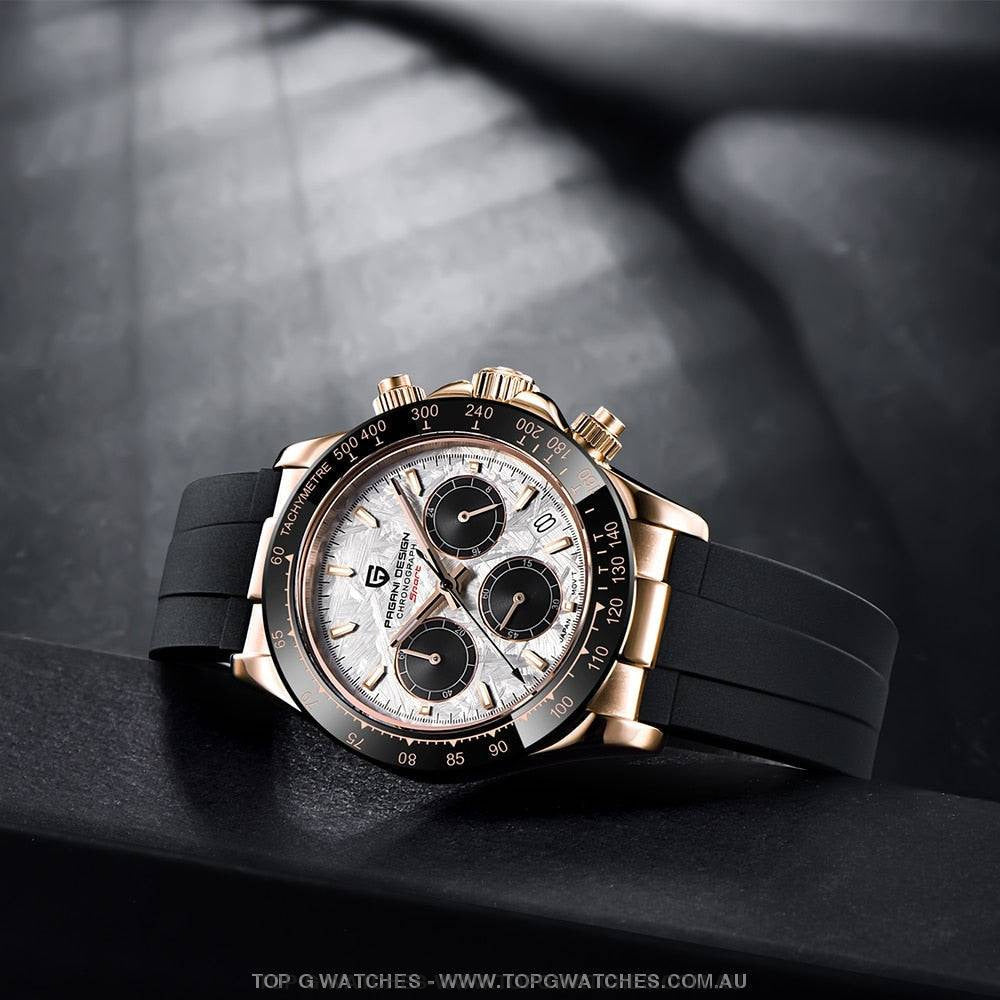 Elite Automatic Mechanical Pagani-Design Sapphire Glass Japan Chronograph 100m Waterproof Wristwatch - Top G Watches