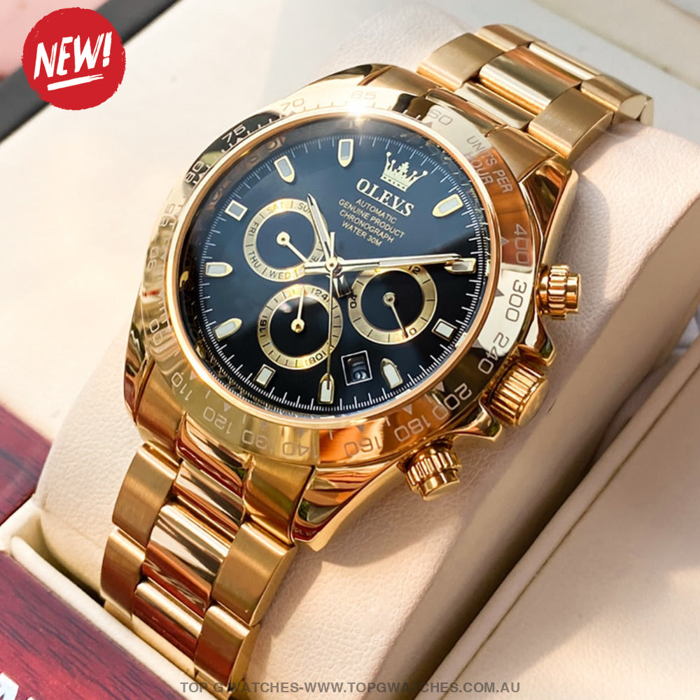 New Gold Elite Luxury Olevs Mechanical Waterproof Business Casual Dress Wristwatch - Top G Watches
