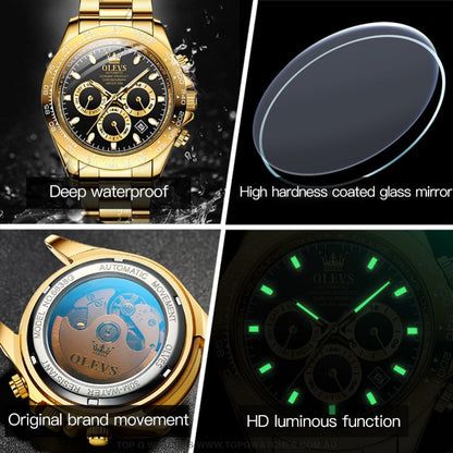 New Gold Elite Luxury Olevs Mechanical Waterproof Business Casual Dress Wristwatch - Top G Watches