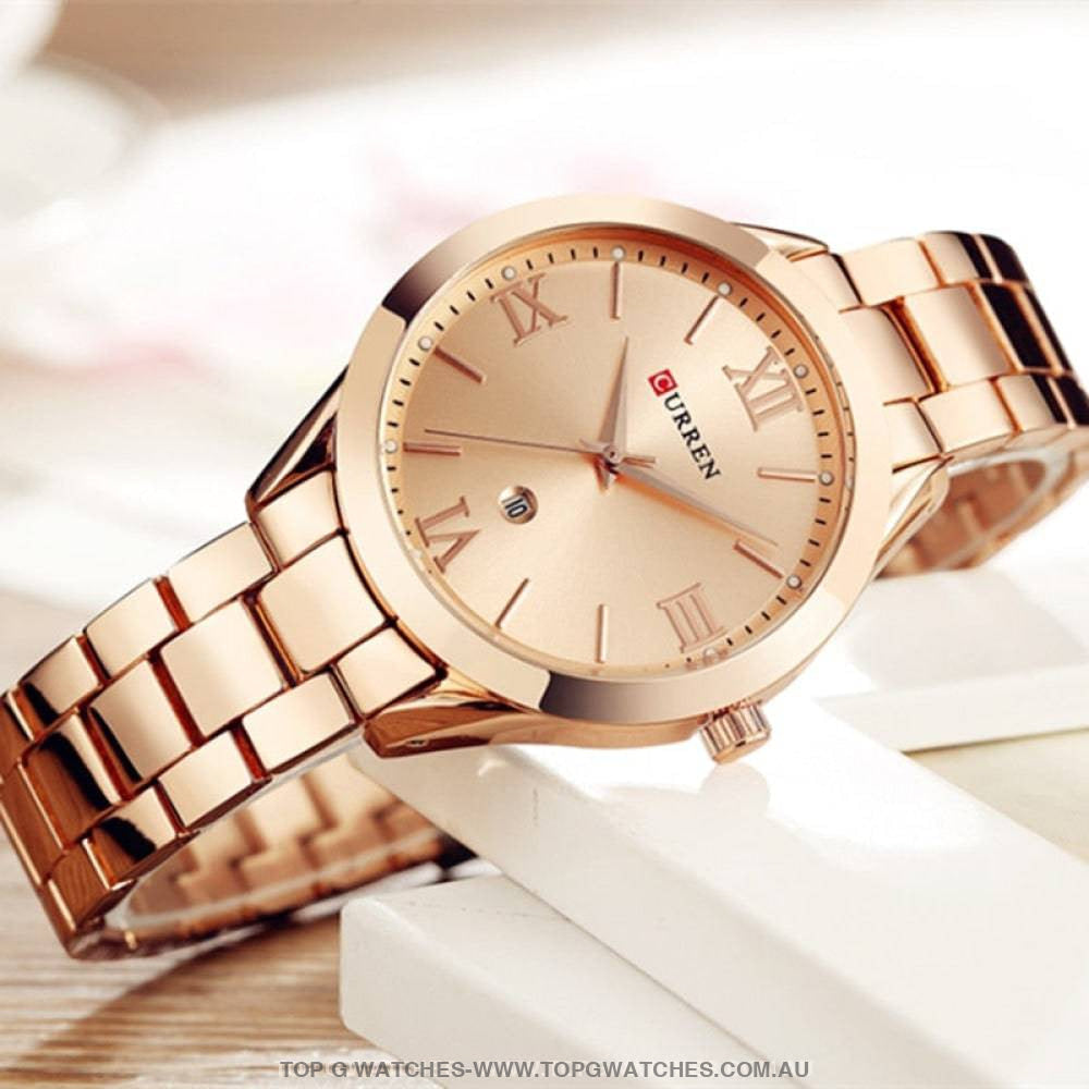 Fashion Curren Gold Silver Fashion Dress Casual Women's Quartz Watch - Top G Watches