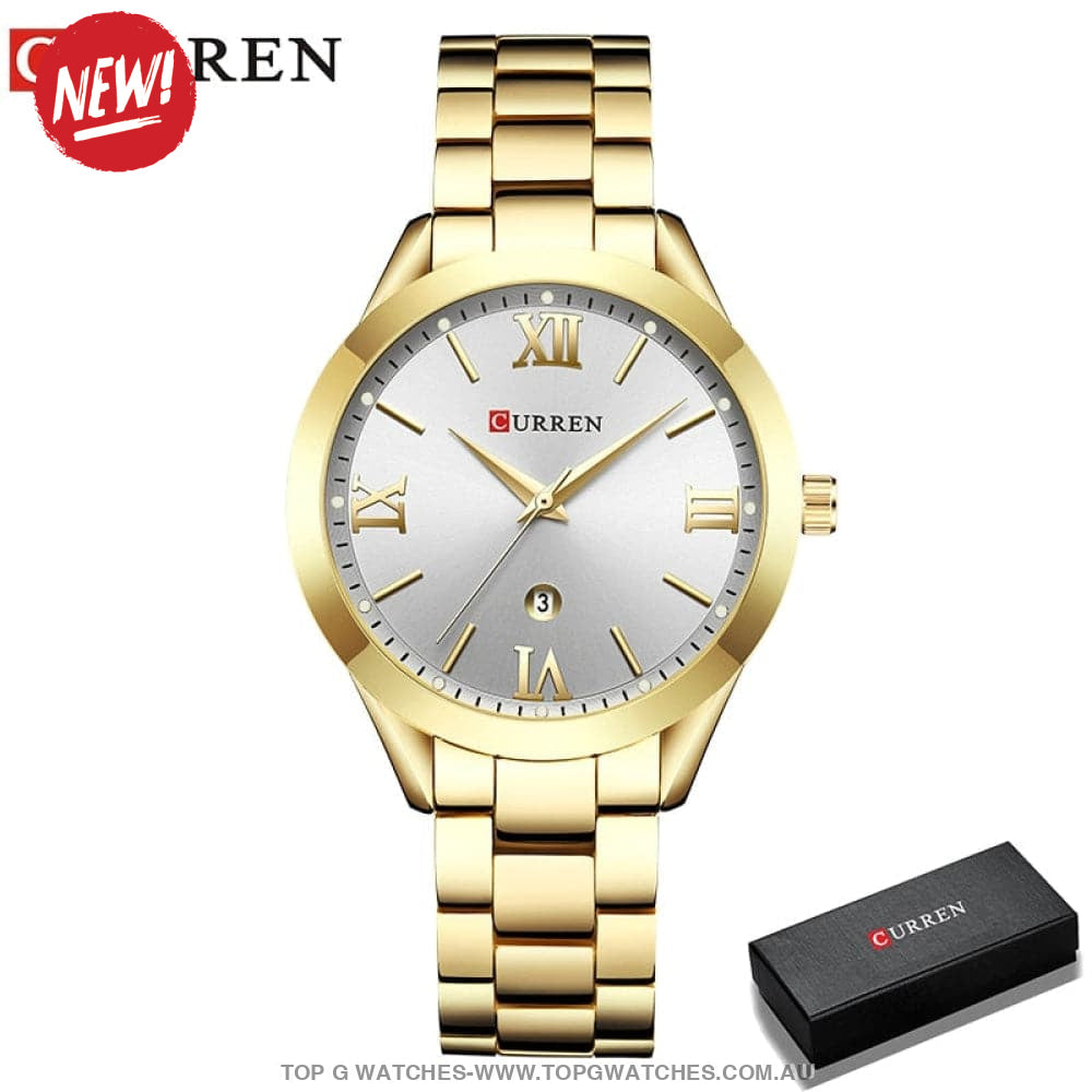 Fashion Curren Gold Silver Fashion Dress Casual Women's Quartz Watch - Top G Watches