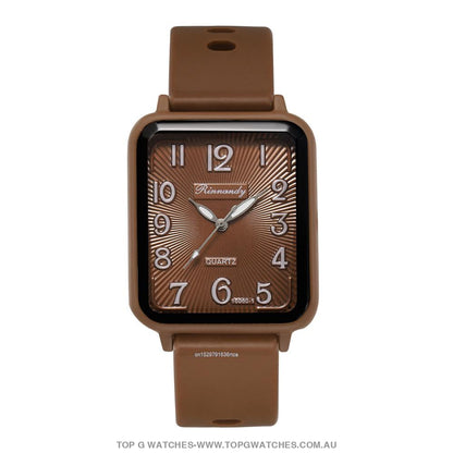 2023 Fashion Hot Lady Rinnandy Leisure Rectangle Digital Quartz Casual Ladies Dress Wristwatch Brown