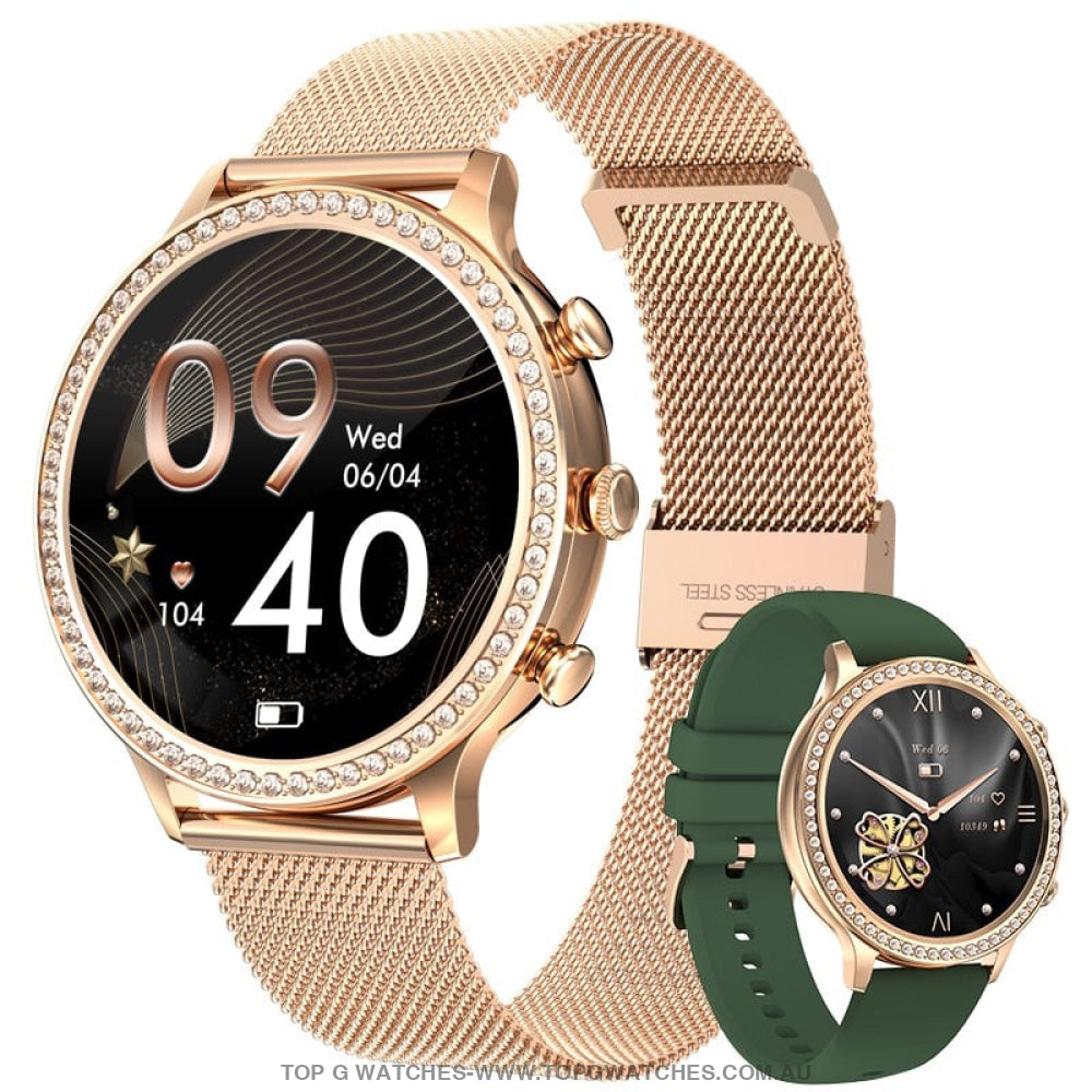 New Gold Diamond LIGE Full LED HD Bluetooth Call Custom Dial Sports Fashion Health Bracelet Waterproof Ladie's Smartwatch - Top G Watches