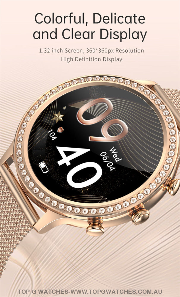 New Gold Diamond LIGE Full LED HD Bluetooth Call Custom Dial Sports Fashion Health Bracelet Waterproof Ladie's Smartwatch - Top G Watches