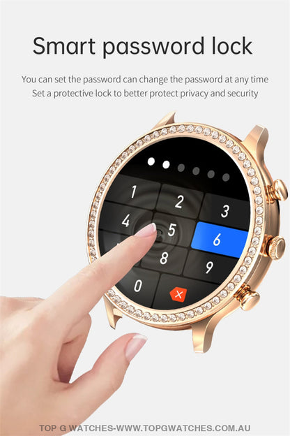 New Gold Diamond LIGE Full LED HD Bluetooth Call Custom Dial Sports Fashion Health Bracelet Waterproof Ladie's Smartwatch - Top G Watches