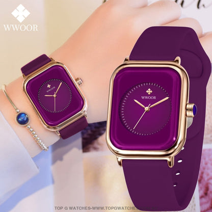 Fashion Luxury Brand Women's Fashion Square Purple Quartz Wristwatch - Top G Watches