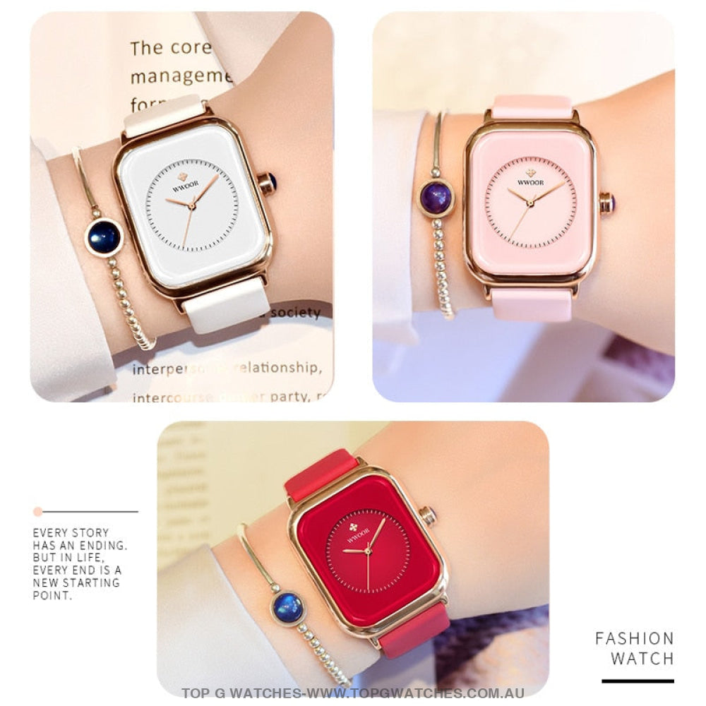 Fashion Luxury Brand Women's Fashion Square Purple Quartz Wristwatch - Top G Watches