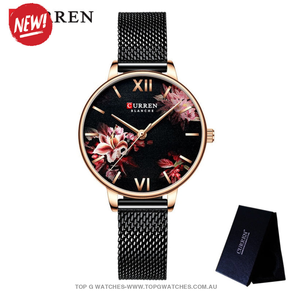 New Luxury Rose Gold Waterproof Mesh Bracelet Flower Ladie's Wristwatch - Top G Watches