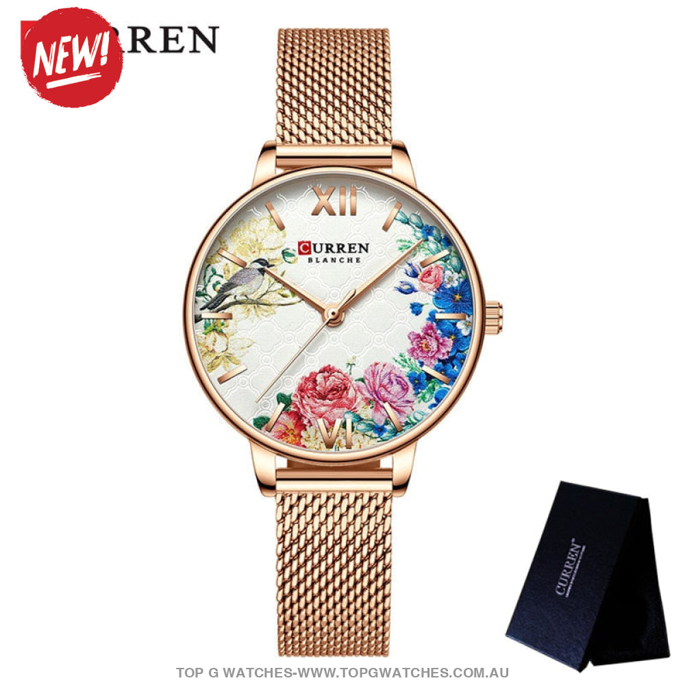 New Luxury Rose Gold Waterproof Mesh Bracelet Flower Ladie's Wristwatch - Top G Watches