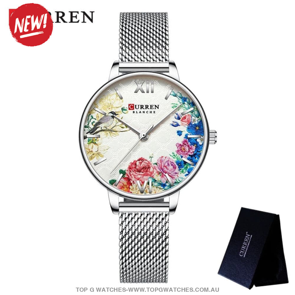 Flower Rose Curren Elegant Gold Waterproof Mesh Bracelet Ladies' Wristwatch - Top G Watches