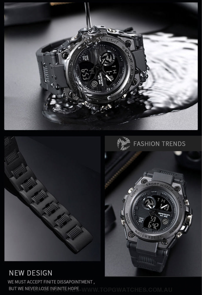 G-Style Shock Sanda Sports Military Dual Shockproof Waterproof Digital Wristwatch Mens Watches