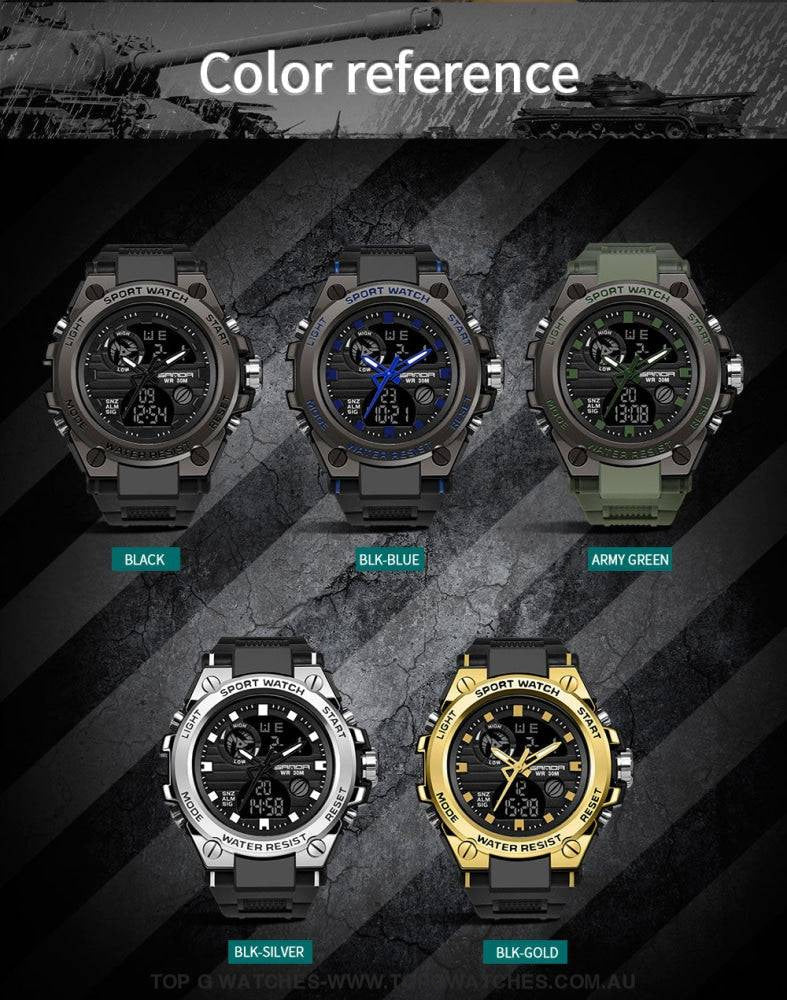 G-Style Shock SANDA Sports Military Dual Shockproof Waterproof Digital Wristwatch - Top G Watches