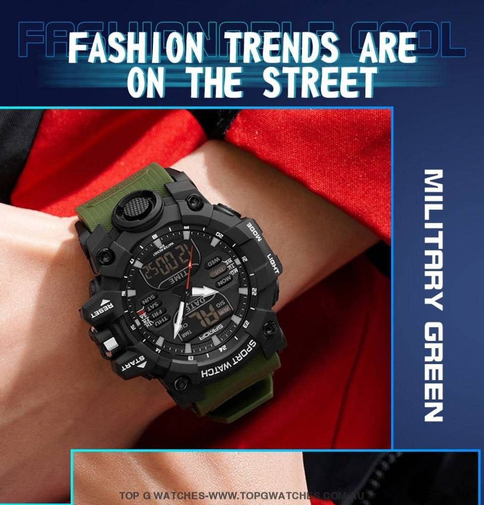 G-Style Sanda Sports Shock Dual Display Waterproof Digital Quartz Wristwatch - Top G Watches