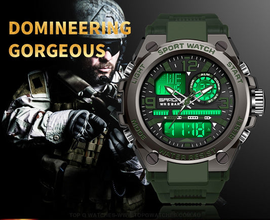 Sports Military Concept SANDA 2023 5ATM Waterproof Sport Military Dual Digital Quartz Watch - Top G Watches