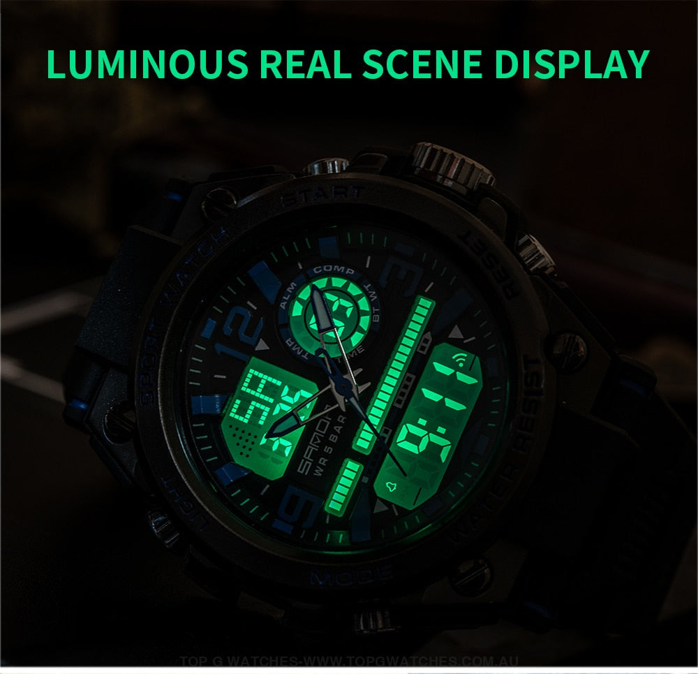 Sports Military Concept SANDA 2023 5ATM Waterproof Sport Military Dual Digital Quartz Watch - Top G Watches