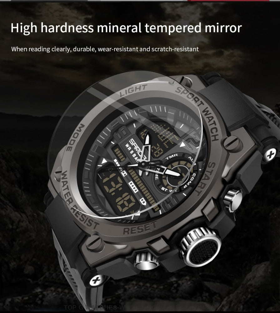 Sports Military Concept SANDA 2023 5ATM Waterproof Sport Military Dual Digital Quartz Watch - Top G Watches