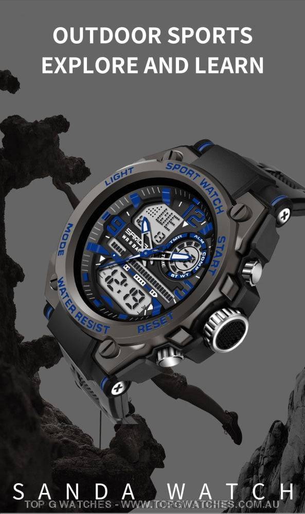 G-Sports Military Concept Sanda 5ATM Waterproof Sport Military Dual Digital Quartz Watch - Top G Watches