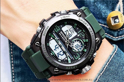 G-Sports Military Concept Sanda 5ATM Waterproof Sport Military Dual Digital Quartz Watch - Top G Watches