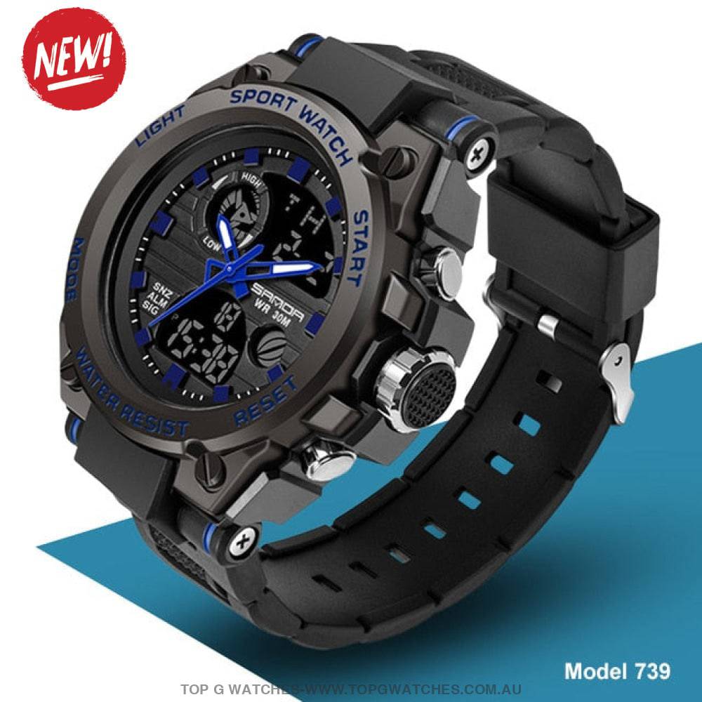 G-Sports Military Concept Sanda 5ATM Waterproof Sport Military Dual Digital Quartz Watch - Top G Watches