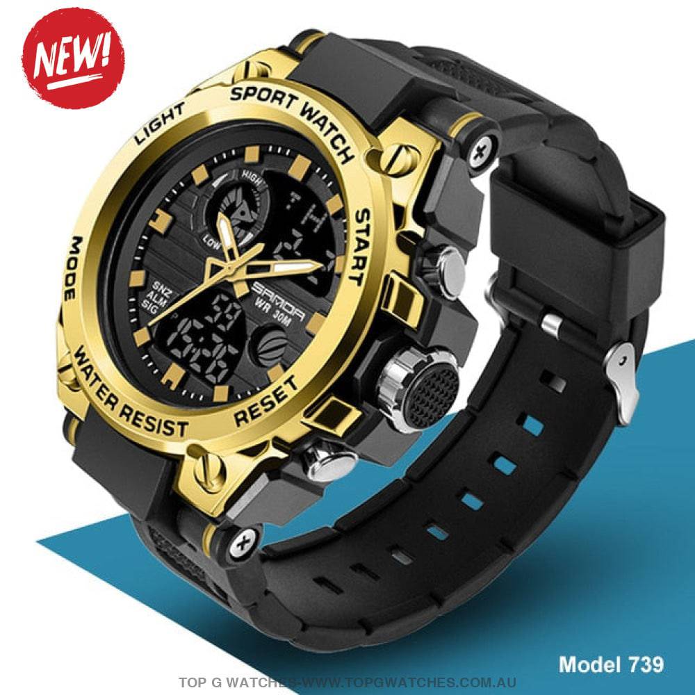 G-Sports Military Concept Sanda 5ATM Waterproof Sport Military Dual Digital Quartz Watch - Top G Watches