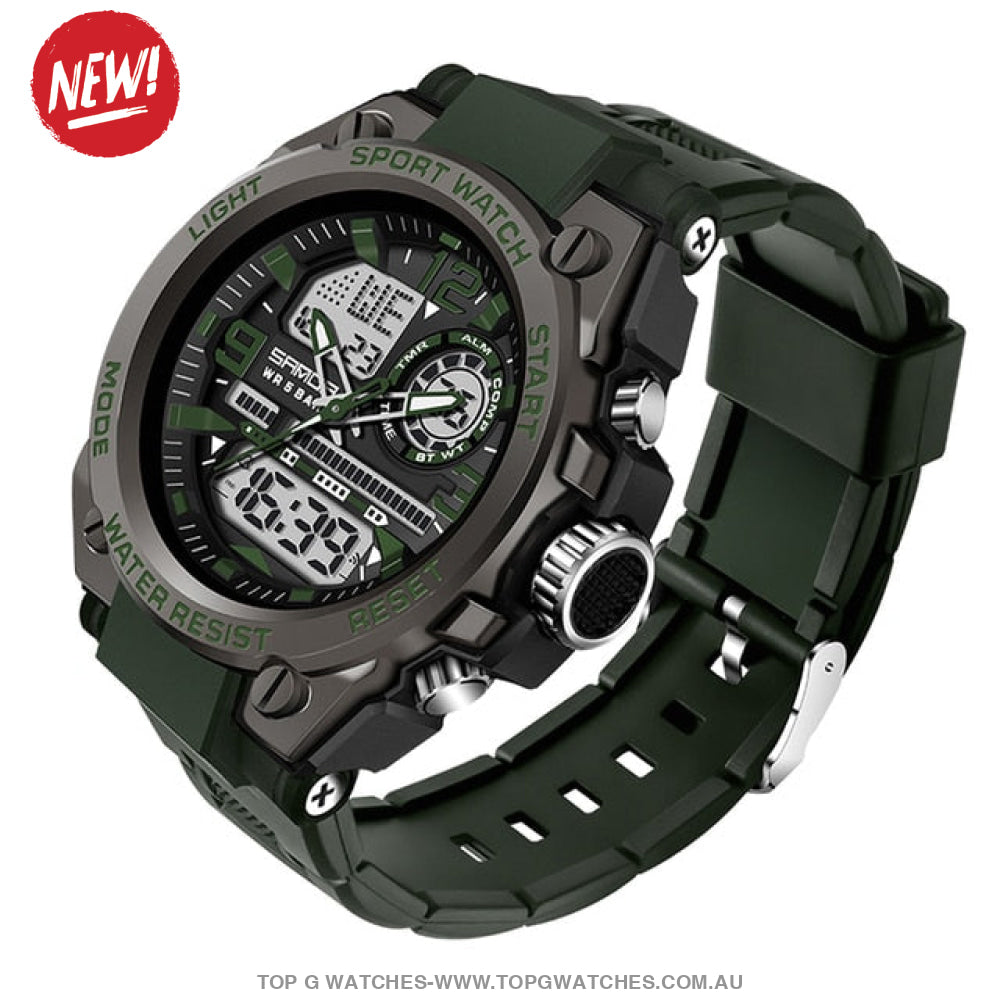 Sports Military Concept SANDA 2023 5ATM Waterproof Sport Military Dual Digital Quartz Watch - Top G Watches