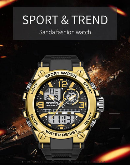 G-Sports Military Concept Sanda 5ATM Waterproof Sport Military Dual Digital Quartz Watch - Top G Watches