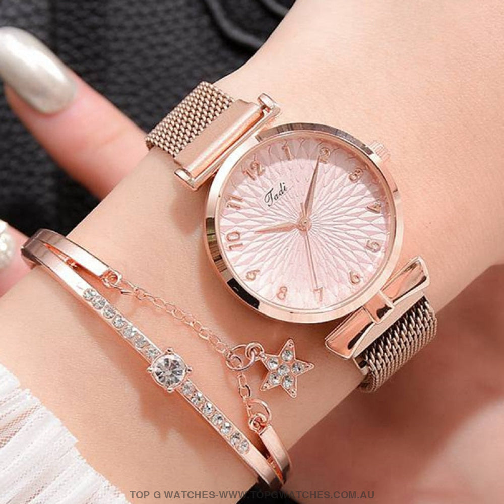 RoseGold Luxury Quartz Ladie's Sports Dress Wristwatch & Bracelet - Top G Watches