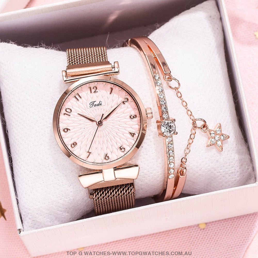 RoseGold Luxury Quartz Ladie's Sports Dress Wristwatch & Bracelet - Top G Watches